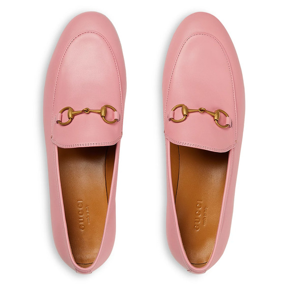 Gucci Jordaan Butterfly Pink Leather Gold Horsebit Mule Slipper Flat Loafer 40 - Picture 10 of 16